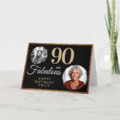 90 en Fabulous Gold Glitter 2 Foto 90e verjaardag Kaart (Voorkant)
