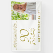 90 en Fabulous Gold Ornament 90th Verjaardag Foto Spandoek (Verticaal)