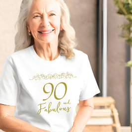 90 en Fabulous Gold Ornament 90th Verjaardag T-shirt