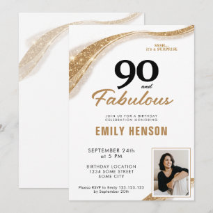 90 en Fabulous Gouden 90ste Verjaardag Kaart