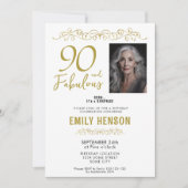90 en Fabulous Gouden Ornament 90ste Verjaardag Fo Kaart (Voorkant)