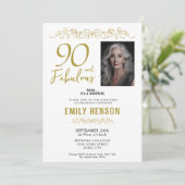 90 en Fabulous Gouden Ornament 90ste Verjaardag Fo Kaart (Staand voorkant)