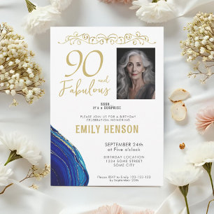 90 en Fabulous Gouden Ornament 90ste Verjaardag Fo Kaart