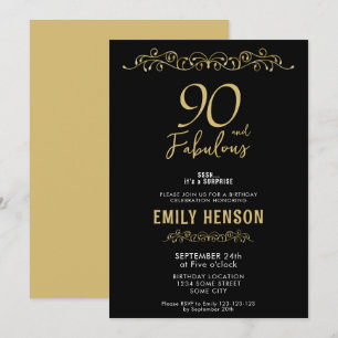 90 en Fabulous Gouden Ornament 90ste Verjaardag  Kaart