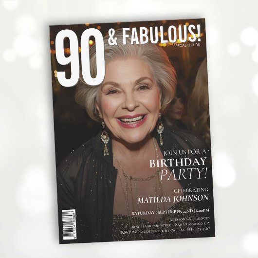 90 en Fabulous Magazine Hoesje 90ste verjaardag Kaart