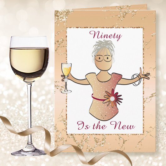 90 en Fabulous Verjaardag Classy Vrouw Cartoon Kaart
