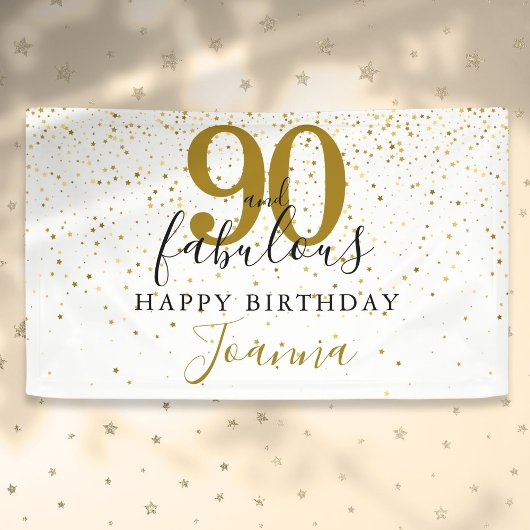 90 en Fabulous Verjaardag Elegant Goud en Zwart Spandoek