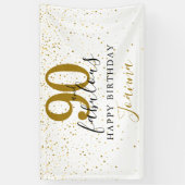 90 en Fabulous Verjaardag Elegant Goud en Zwart Spandoek (Verticaal)