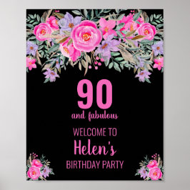 90 en fantastisch zwart verjaardagsfeestje poster