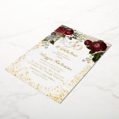 90 en Floral Birthday Party (Roos van Fabulous Gla Folie Uitnodiging (Gedraaid)