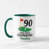 90 en nog steeds swingend, grappige 90e verjaardag mok (Links)