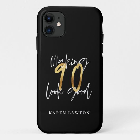 90 er goed uit laten zien moderne gouden en zwarte Case-Mate iPhone case (Achterkant)
