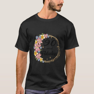 90 & Fabulous 90 Jaar Oud 90th Verjaardagscadeau v T-shirt