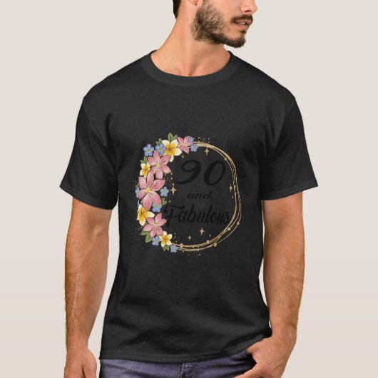 90 & Fabulous 90 Jaar Oud 90th Verjaardagscadeau v T-shirt (Voorkant)
