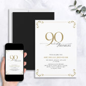 90 & Fabulous Black White en Gold Birthday Kaart