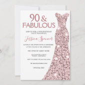 90 & Fabulous Roos Gold Dress 90e verjaardag Kaart (Voorkant)