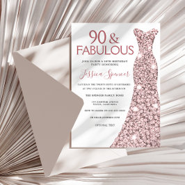 90 & Fabulous Roos Gold Dress 90e verjaardag Kaart