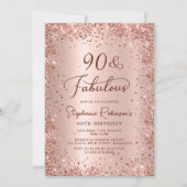 90 & Fantastisch Roos Gouden Glitter 90e Verjaarda Kaart (Voorkant)