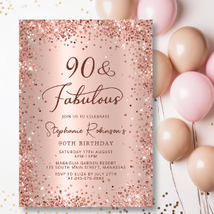 90 & Fantastisch Roos Gouden Glitter 90e Verjaarda Kaart