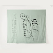 90 fantastische Sage Green verjaardagsfeestje Wandkleed (Voorkant (horizontaal))