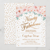 90 Feestelijke Verjaardagsfeest - Wit Goud Roze Kaart (Voorkant / Achterkant)