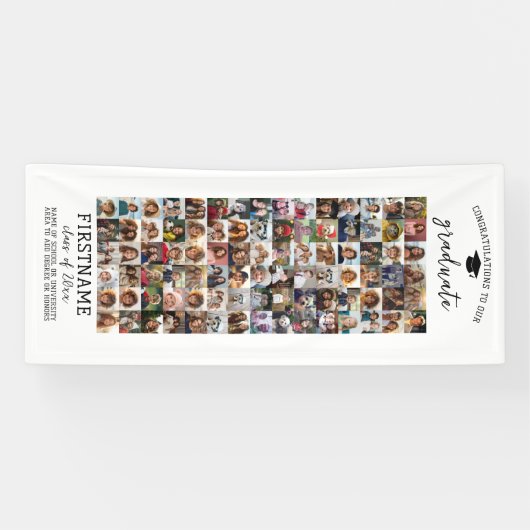 90 Foto Collage Afstuderen Modern Minimaal Wit Spandoek (Horizontaal)