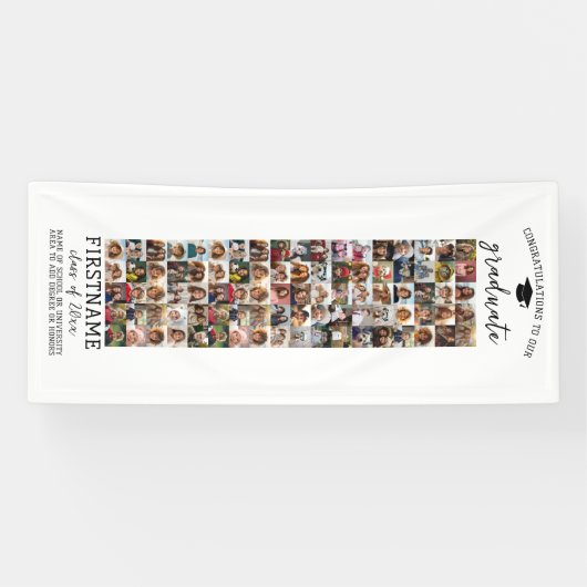 90 Foto Collage Afstuderen Modern Minimaal Wit Spandoek (Horizontaal)