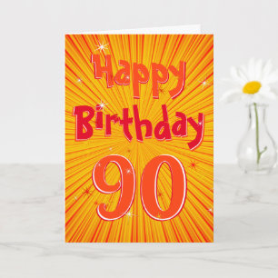 90 Fun Radial Sunburst Oranje 90th Birthday Kaart