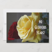 90 Glorious Years!-Birthday/Yellow Rose (met quote Kaart (Voorkant)