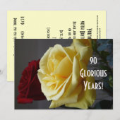 90 Glorious Years!-Birthday/Yellow Rose (met quote Kaart (Voorkant / Achterkant)