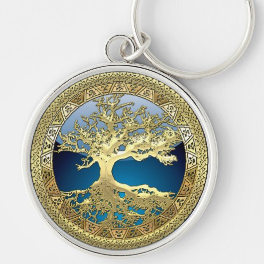 [90] Golden Celtic Tree of Life [3D] Sleutelhanger (Voorkant)
