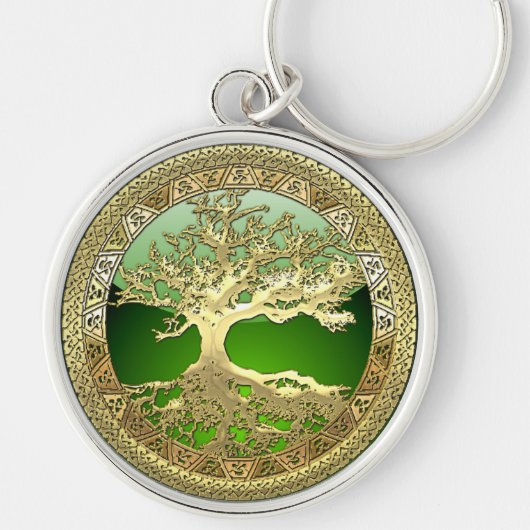 [90] Golden Celtic Tree of Life [3D] Sleutelhanger (Voorkant)