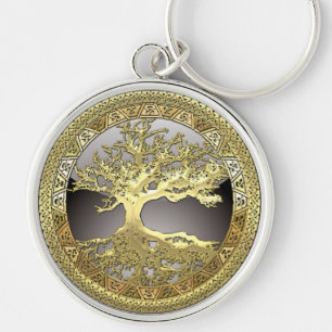 [90] Golden Celtic Tree of Life [3D] Sleutelhanger