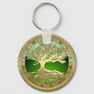 [90] Golden Celtic Tree of Life [3D] Sleutelhanger