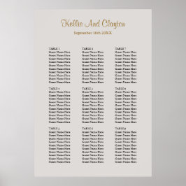 90 Gray Wedding Seating Chart Poster