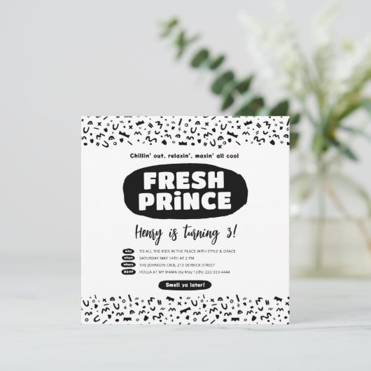 90 Hip Hop Birthday, Fresh Prince Rap Party Kaart (Staand voorkant)