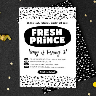 90 Hip Hop Birthday, Fresh Prince Rap Party Uitnodiging Briefkaart