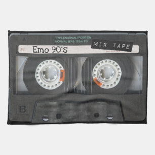90-inch Emo-Cassettebandje zwart-wit, gemengde tap Theedoek