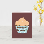 90 is Sweet Birthday T-shirts en cadeautjes Kaart (Gele Bloem)