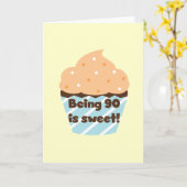 90 is Sweet Birthday T-shirts en cadeautjes Kaart (Gele Bloem)