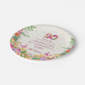 90 jaar bloemen 90ste verjaardag linnen partij papieren bordje (Gekanteld)