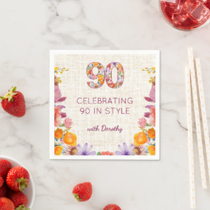 90 Jaar Bloemen Bloeiende Wilde Bloemen 90ste Verj Servet