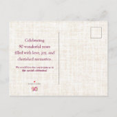 90 jaar Bloemen Bloemen 90ste Verjaardag Linnen Aankondigingskaart (Achterkant)