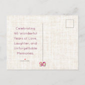 90 Jaar Bloemen Linnen 90ste Verjaardag Bedankt Aankondigingskaart (Achterkant)