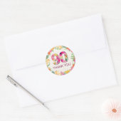 90 Jaar Bloemen Linnen 90ste Verjaardag Bedankt Ronde Sticker (Envelop)