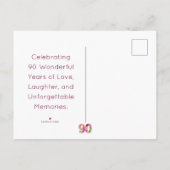 90 Jaar Bloemen Vlinder 90ste Verjaardag Dank U Aankondigingskaart (Achterkant)