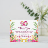 90 Jaar Bloemen Vlinder 90ste Verjaardag Dank U Briefkaart (Staand voorkant)