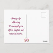 90 Jaar Bloemen Vlinder 90ste Verjaardag Dank U Briefkaart (Achterkant)