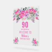 90 jaar en fantastisch roze elegante verjaardagsfe acryl bord (Hoek)