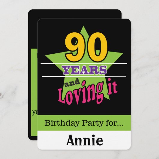 90 jaar en liefdevol kaart (Voorkant / Achterkant)